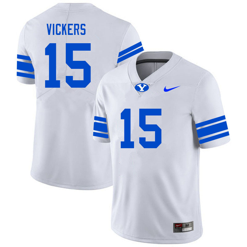 Men #15 Jaylon Vickers BYU Cougars College Football Jerseys Sale-White - Click Image to Close